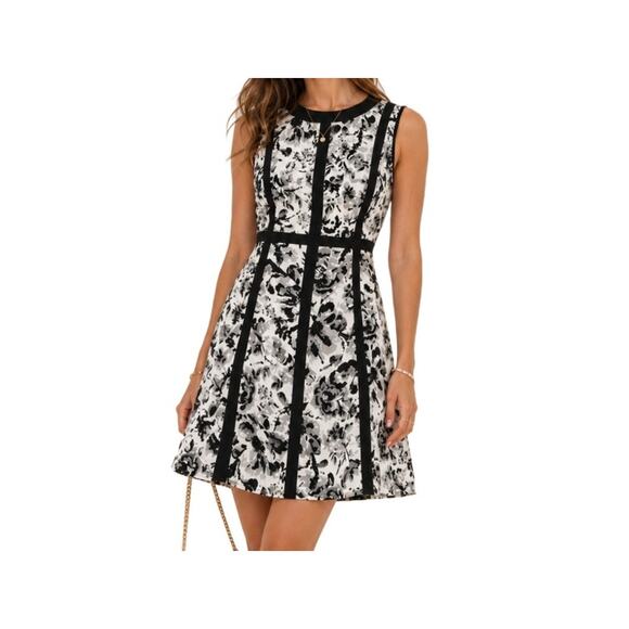 Talbots Dresses & Skirts - Talbots Black Floral Fit & Flare Dress Petite 12 Lined Sleeveless Gardenstyle